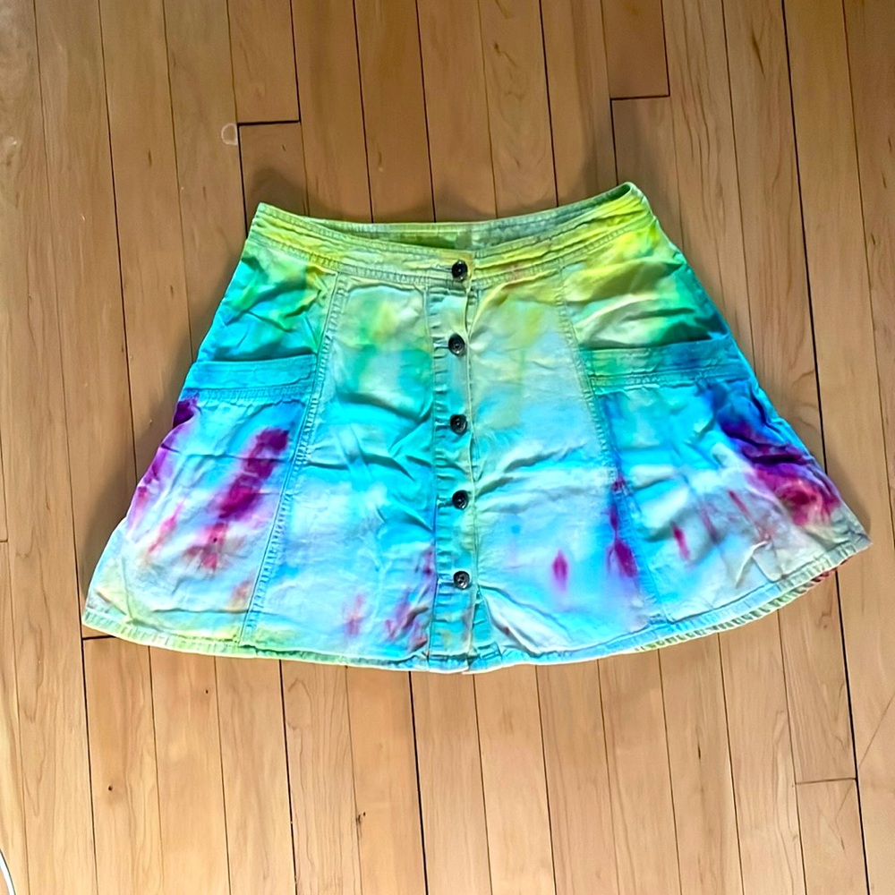 Free People hand dyed jean skirt